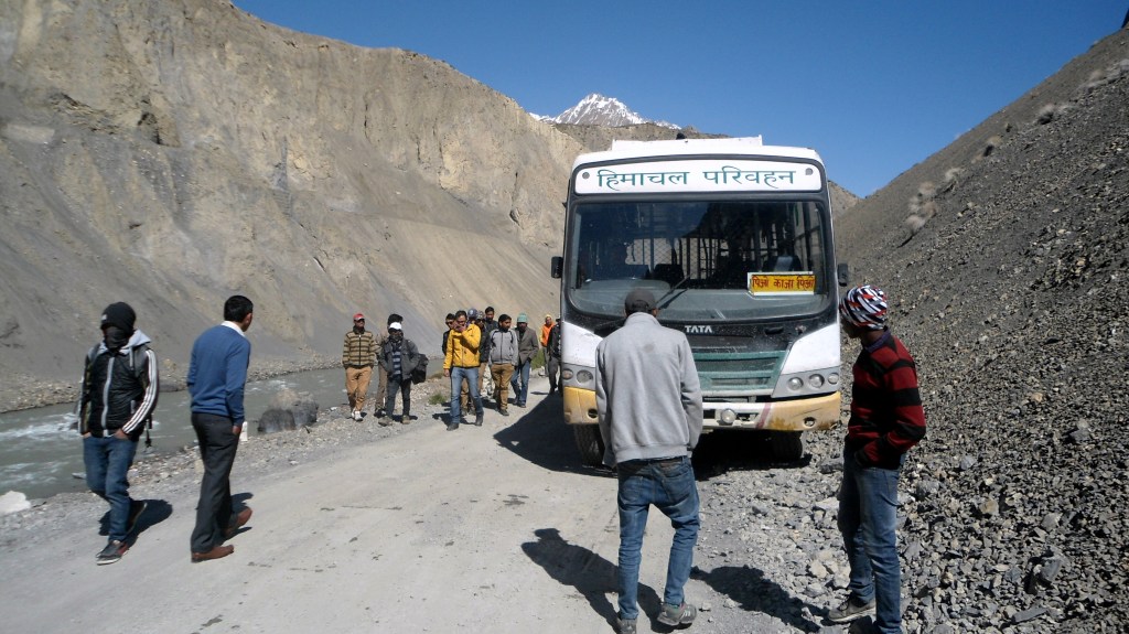 The famous Kaza bus broke down at nowhere